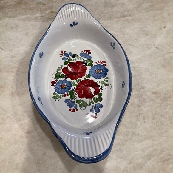 Graf Keramik floral handpainted pottery gratin dish Austria - Picture 1 of 12